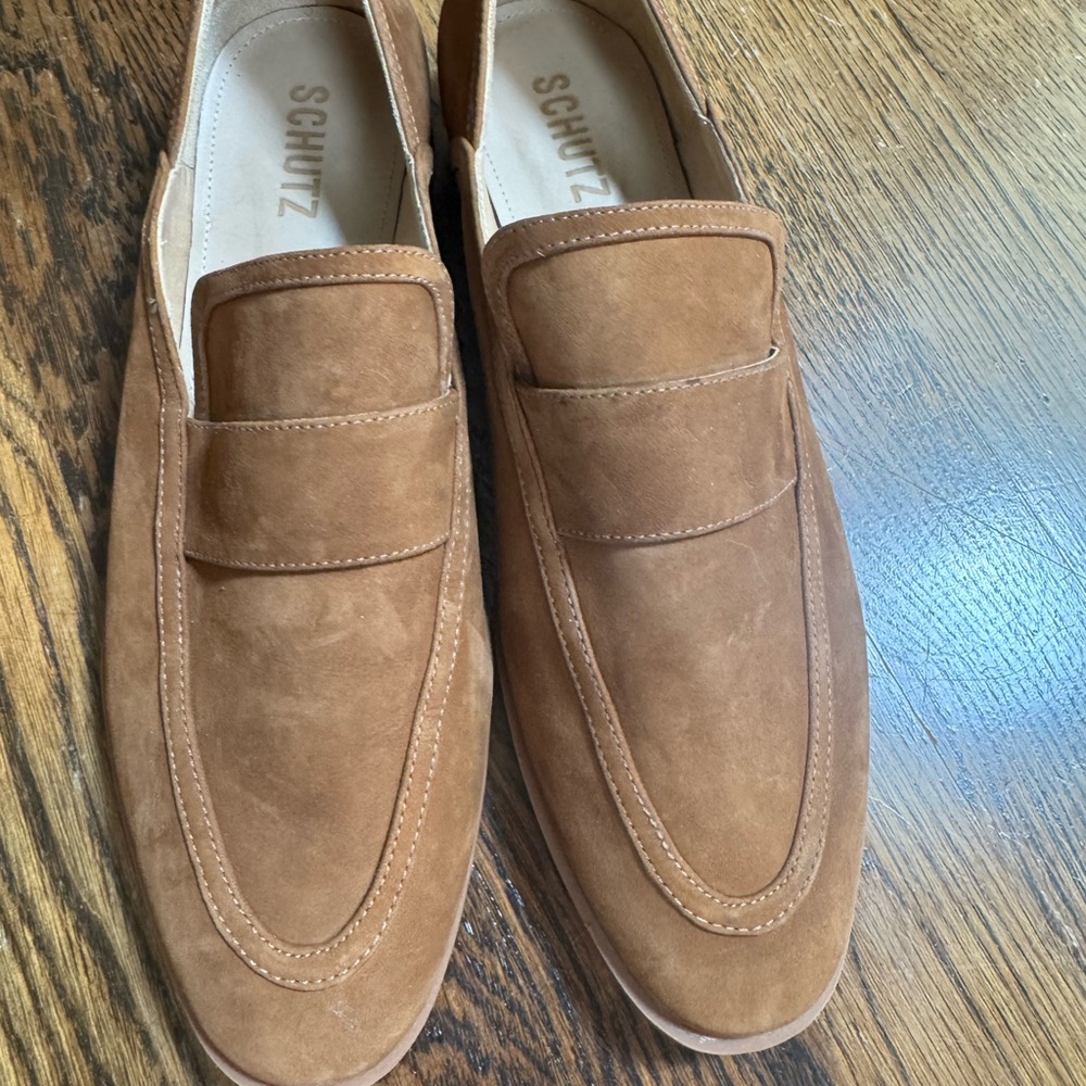 Schutz Suede Loafers Cognac Brown size 9 FIRM PRICE - Picture 6 of 10